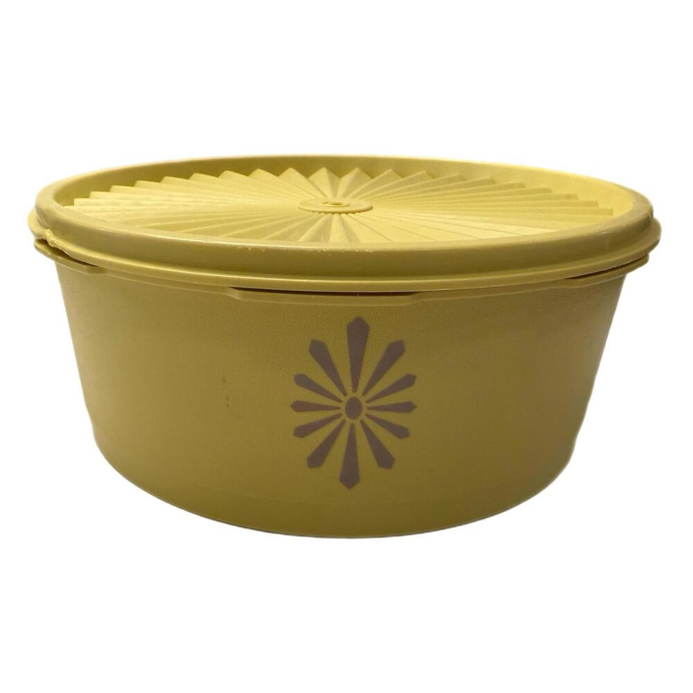 Vintage 1970s Yellow Tupperware #1204-3 Kitchen Canister with #1205-9 Lid